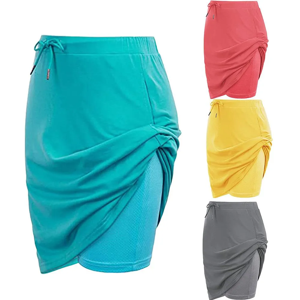 Best Sell Two Tiers Drawstring Waist Pocket Detail Skirt Shorts