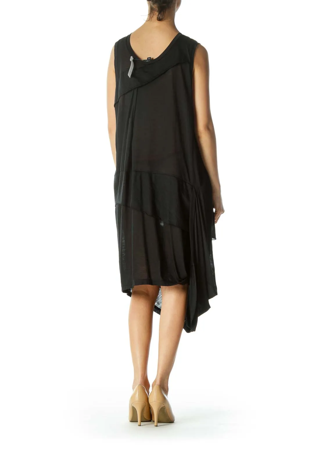 Black See-Through Keyhole Asymmetrical Layered Dress