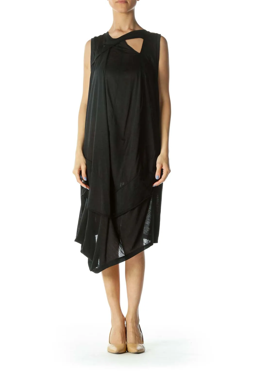 Black See-Through Keyhole Asymmetrical Layered Dress