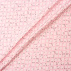 Candy Pink Square Printed Embroidered Silk