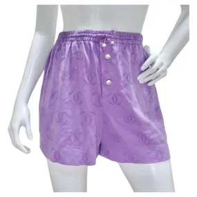 Chanel 2022 Purple CC Logo Faux Pearl Shorts