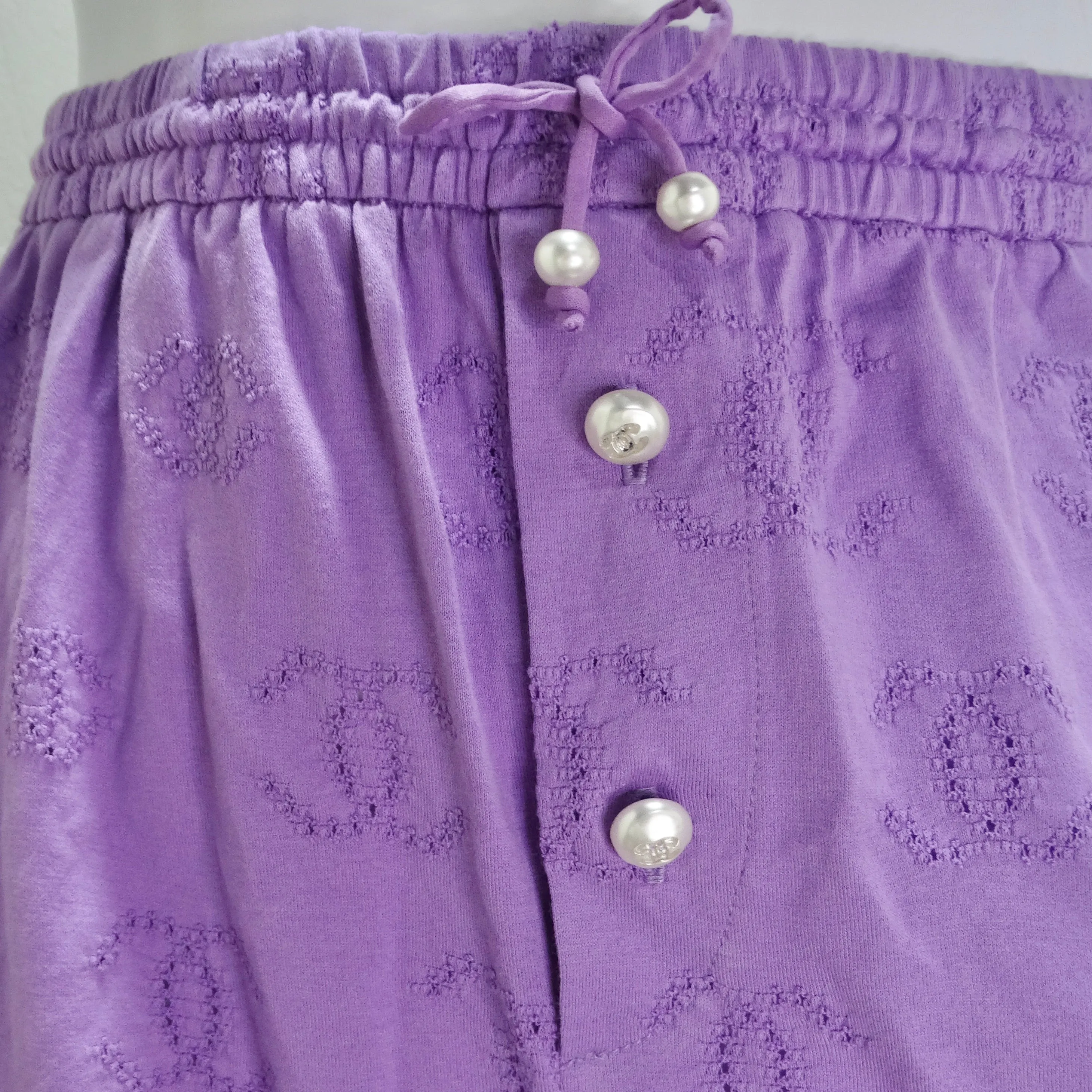 Chanel 2022 Purple CC Logo Faux Pearl Shorts