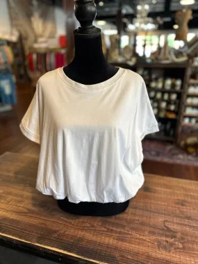 Cotton Shirred Bubble Crop Top T