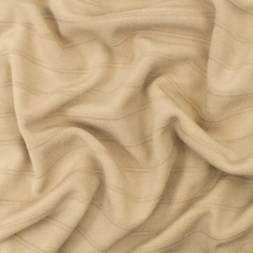 Cream Beige Stripe Stretch Interlock Knit Fabric