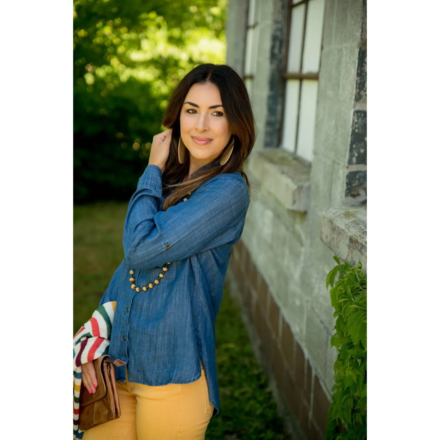 Dark Wash Distressed Denim Shirt