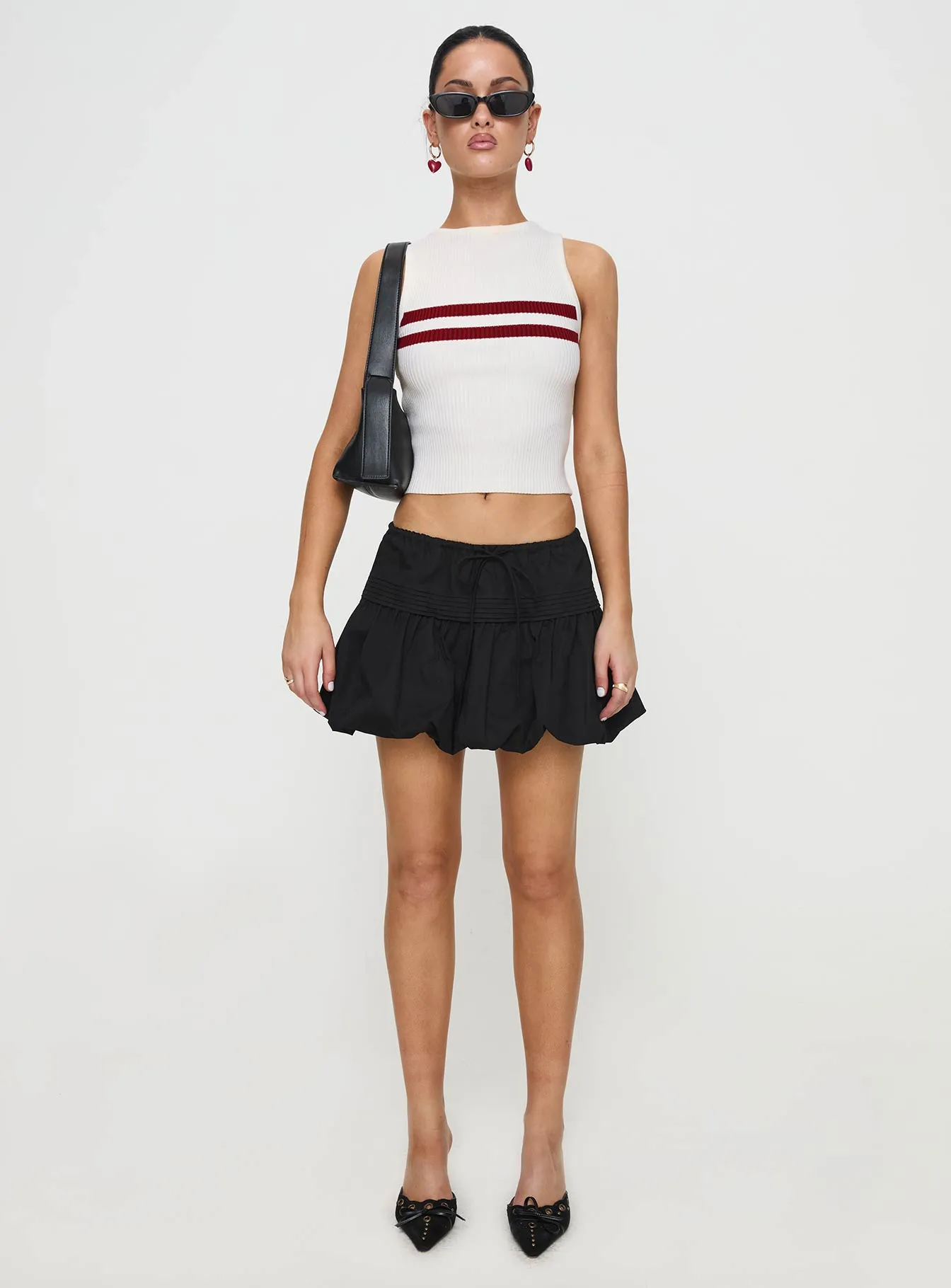 Dear London Bubble Hem Mini Skirt Black