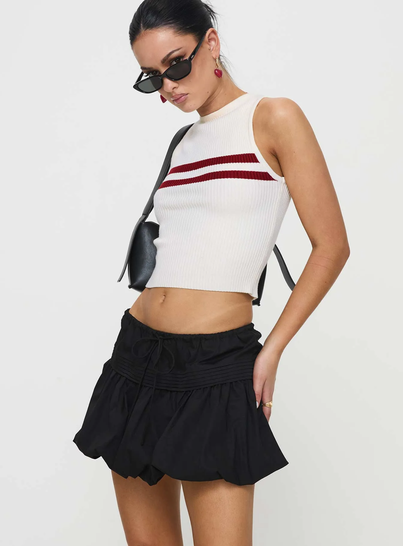 Dear London Bubble Hem Mini Skirt Black