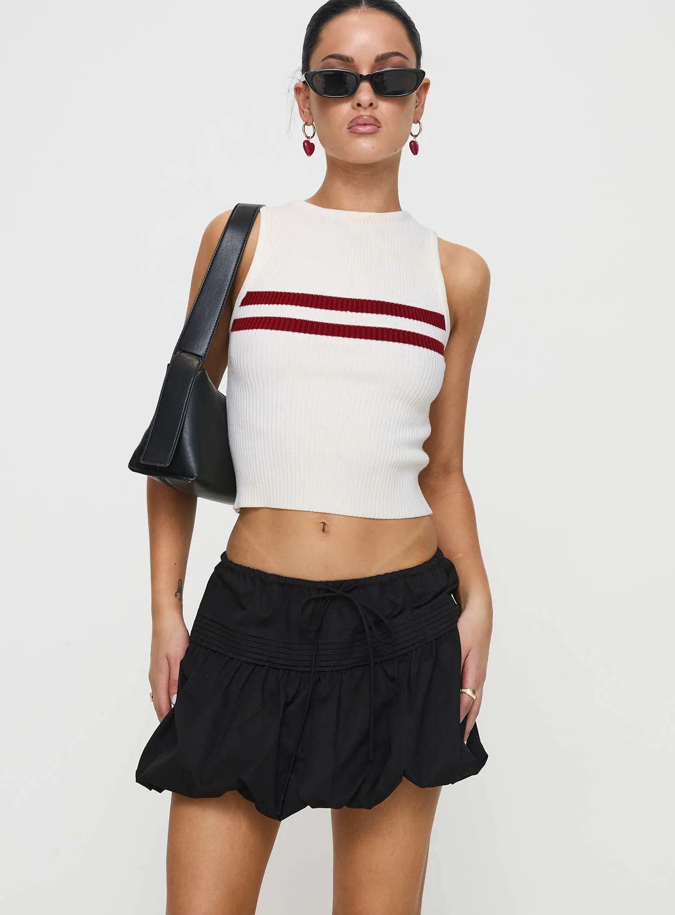 Dear London Bubble Hem Mini Skirt Black