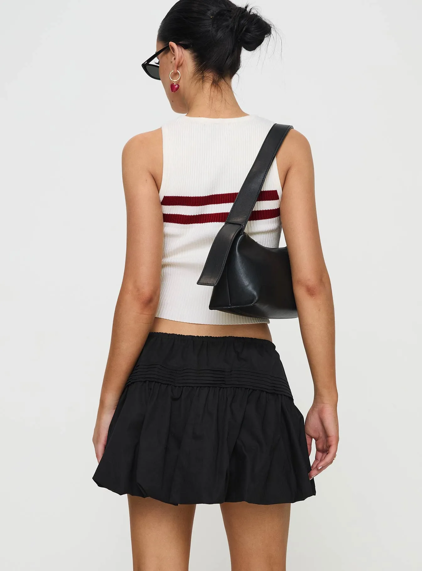 Dear London Bubble Hem Mini Skirt Black