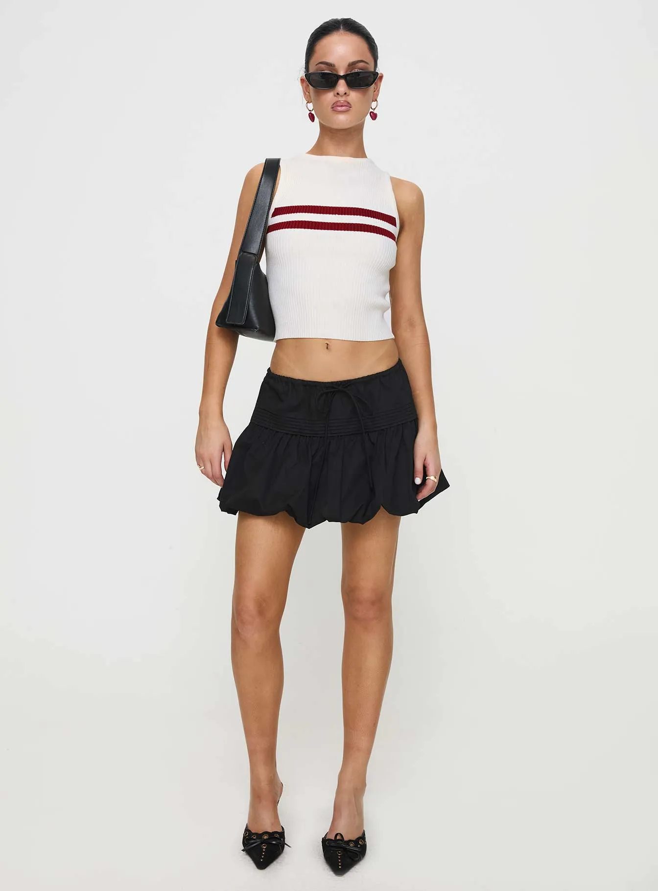 Dear London Bubble Hem Mini Skirt Black