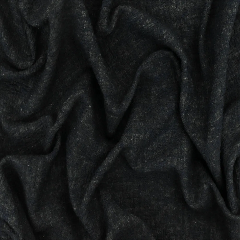 Deepest Blue-Black-Gray Abstract Texture Stretch Double Knit Fabric