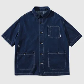 Denim Multi-pocket Shirts