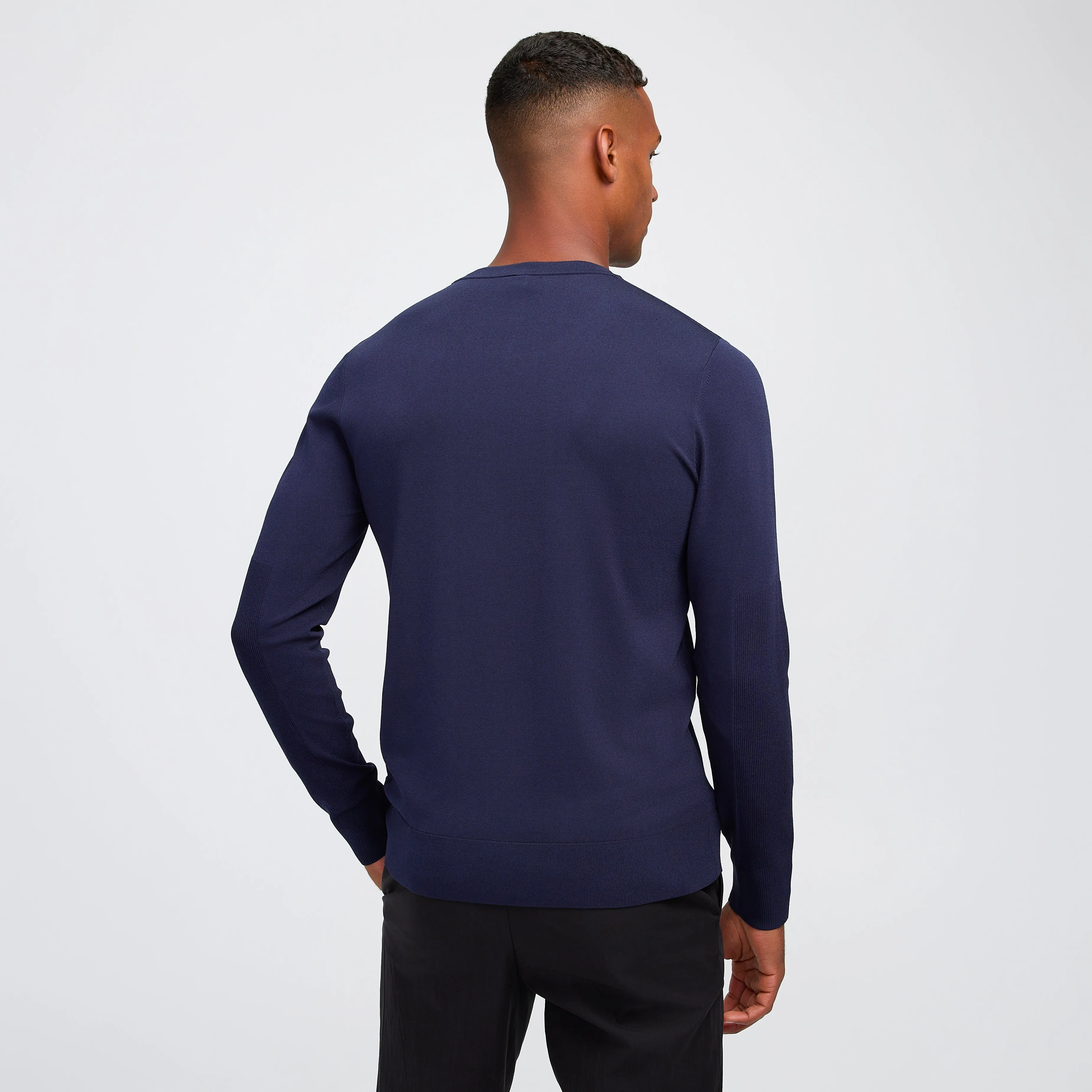 Engineered Tech Knit Crew Sweater Dark Blue