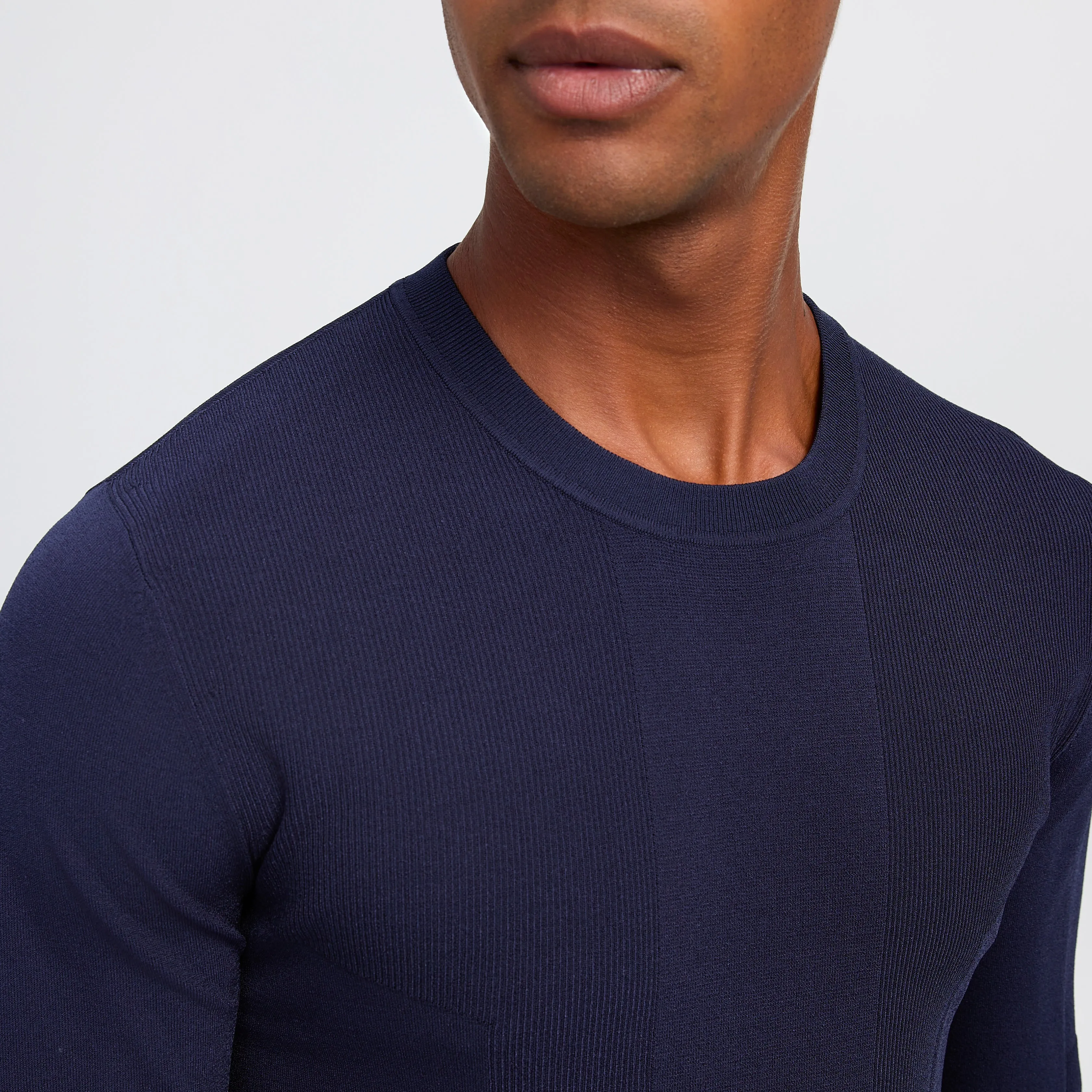 Engineered Tech Knit Crew Sweater Dark Blue