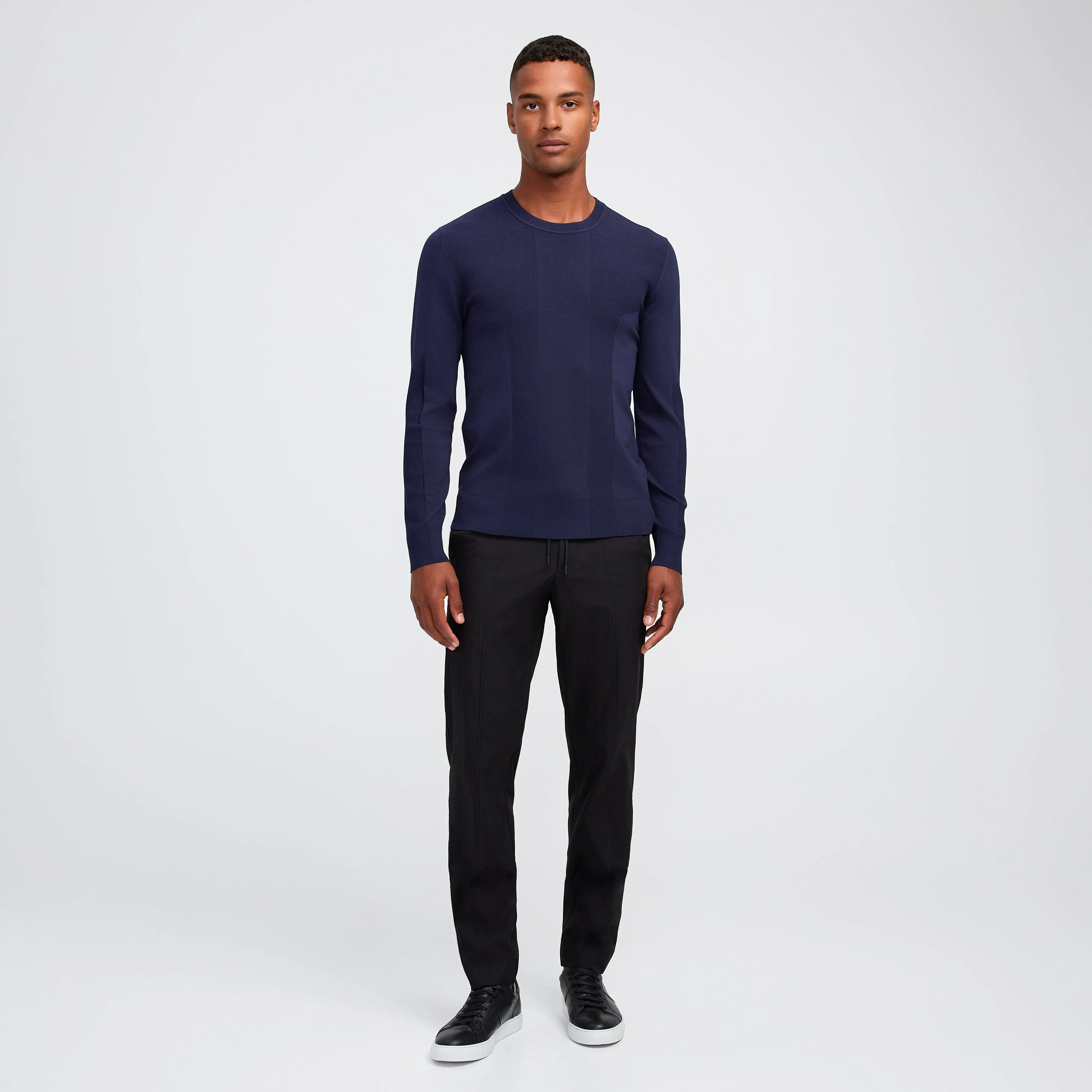 Engineered Tech Knit Crew Sweater Dark Blue