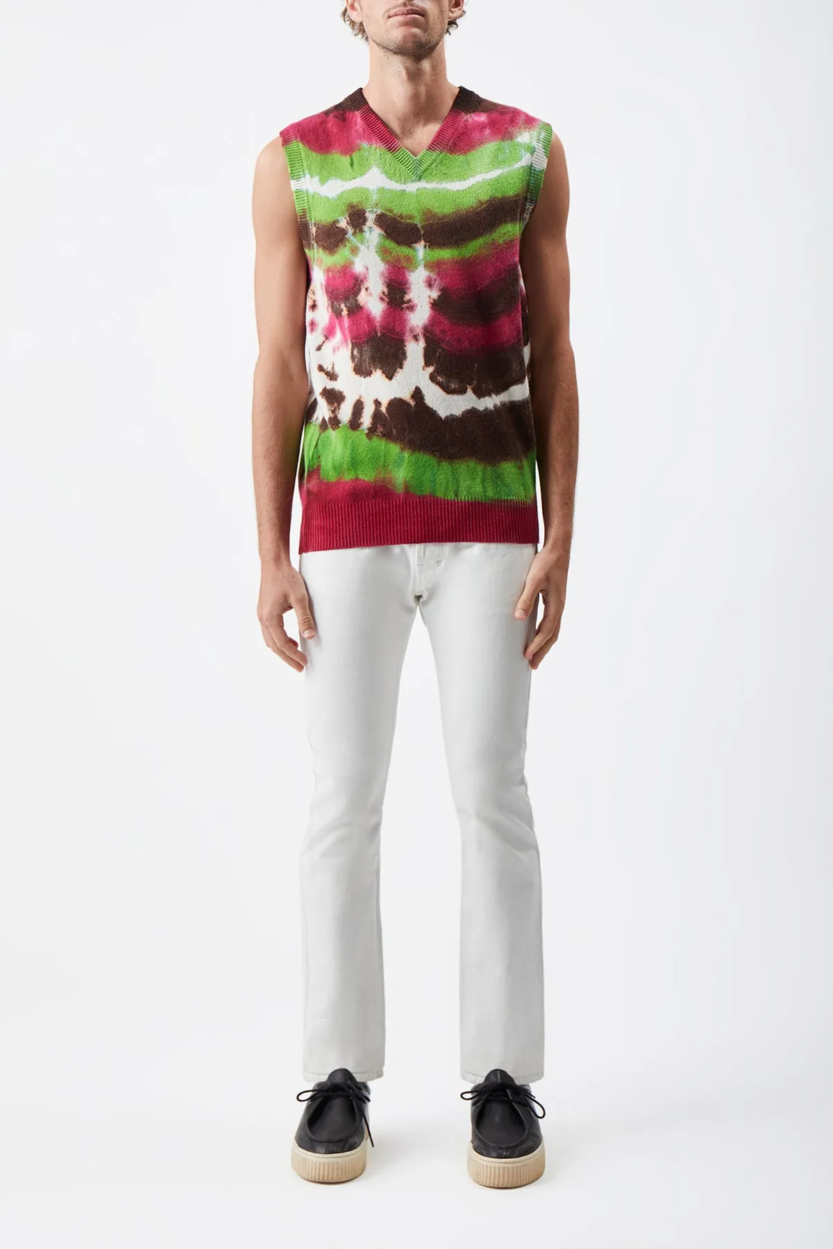 Fielding Knit Vest in Jewel Tie Dye Cashmere