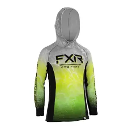 FXR  Youth Derby UPF Pullover Hoodie HiVis-Lime Ripple Polyester Sunshield