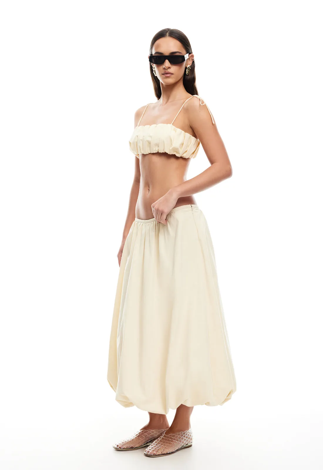 INTUITION BUBBLE MIDI SKIRT - CORNSILK