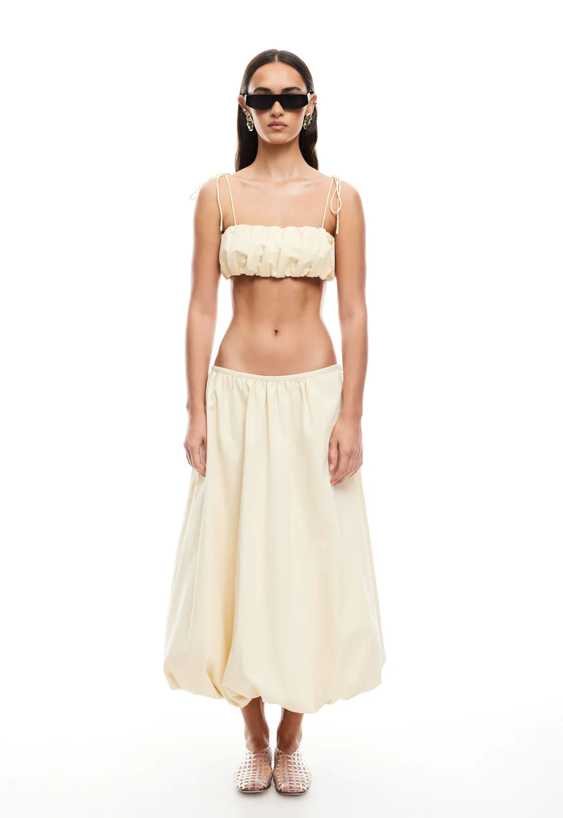 INTUITION BUBBLE MIDI SKIRT - CORNSILK