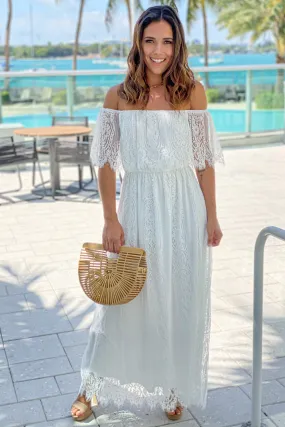 Ivory Lace Off Shoulder Dress