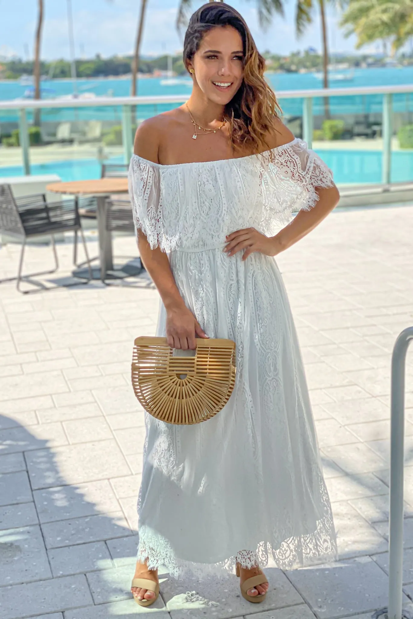 Ivory Lace Off Shoulder Dress