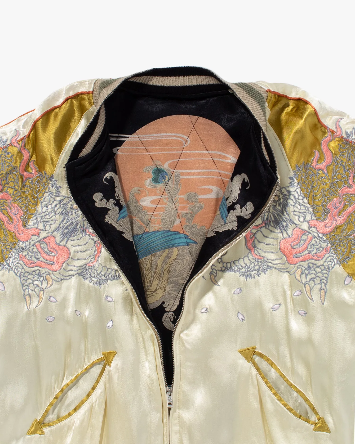 Japanese Repro Souvenir Jacket, Reversible, Gold with Dragon