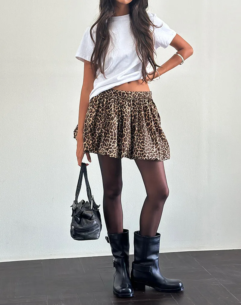 Kayowi Puffball Mini Skirt in Rar Leopard Sandstorm