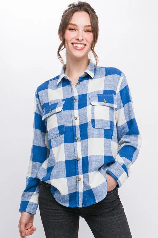 Lightweight Plaid Button Down Top