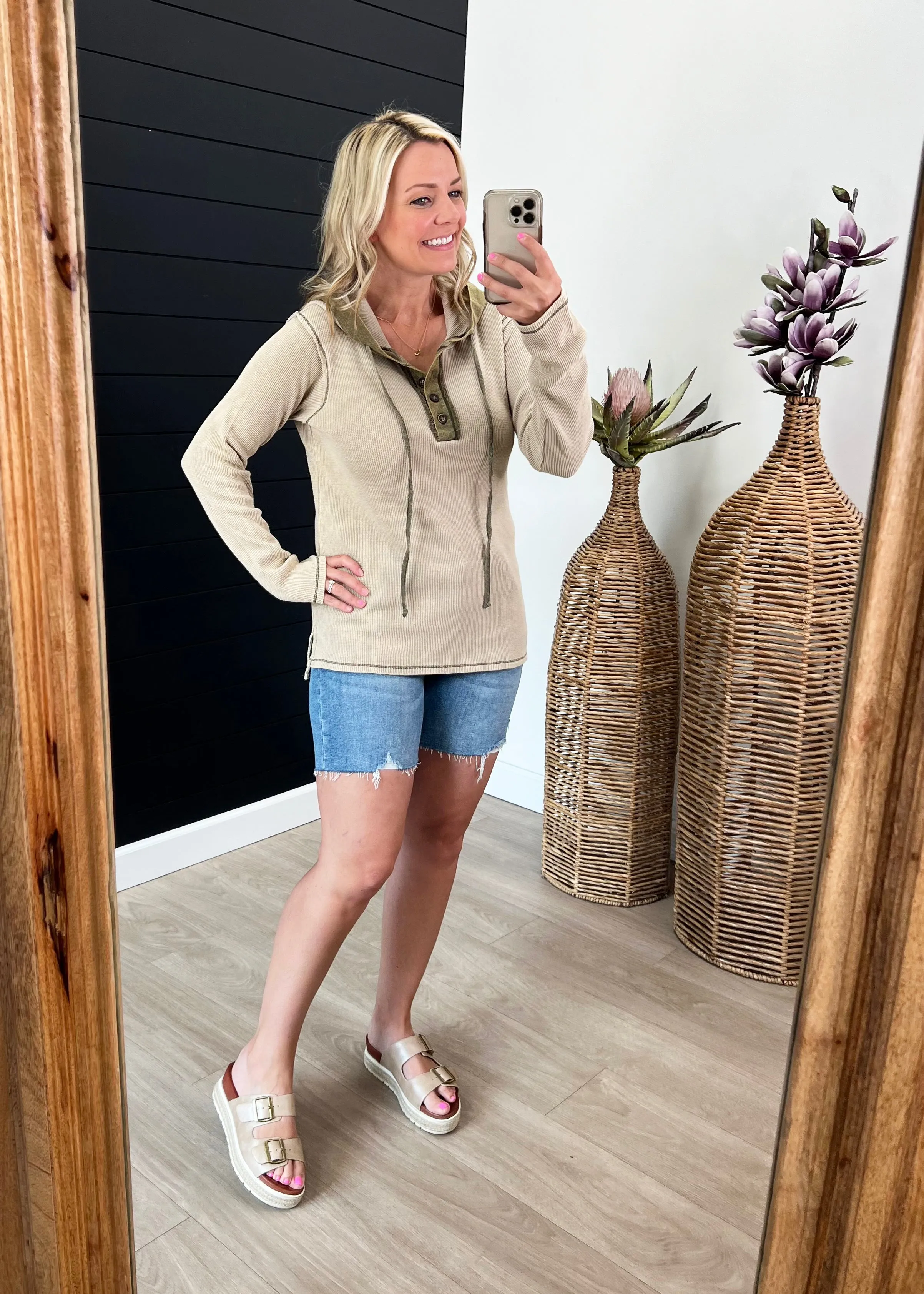 Lovely Day Lightweight Thermal Washed Hoodies - 2 Colors! - FINAL SALE