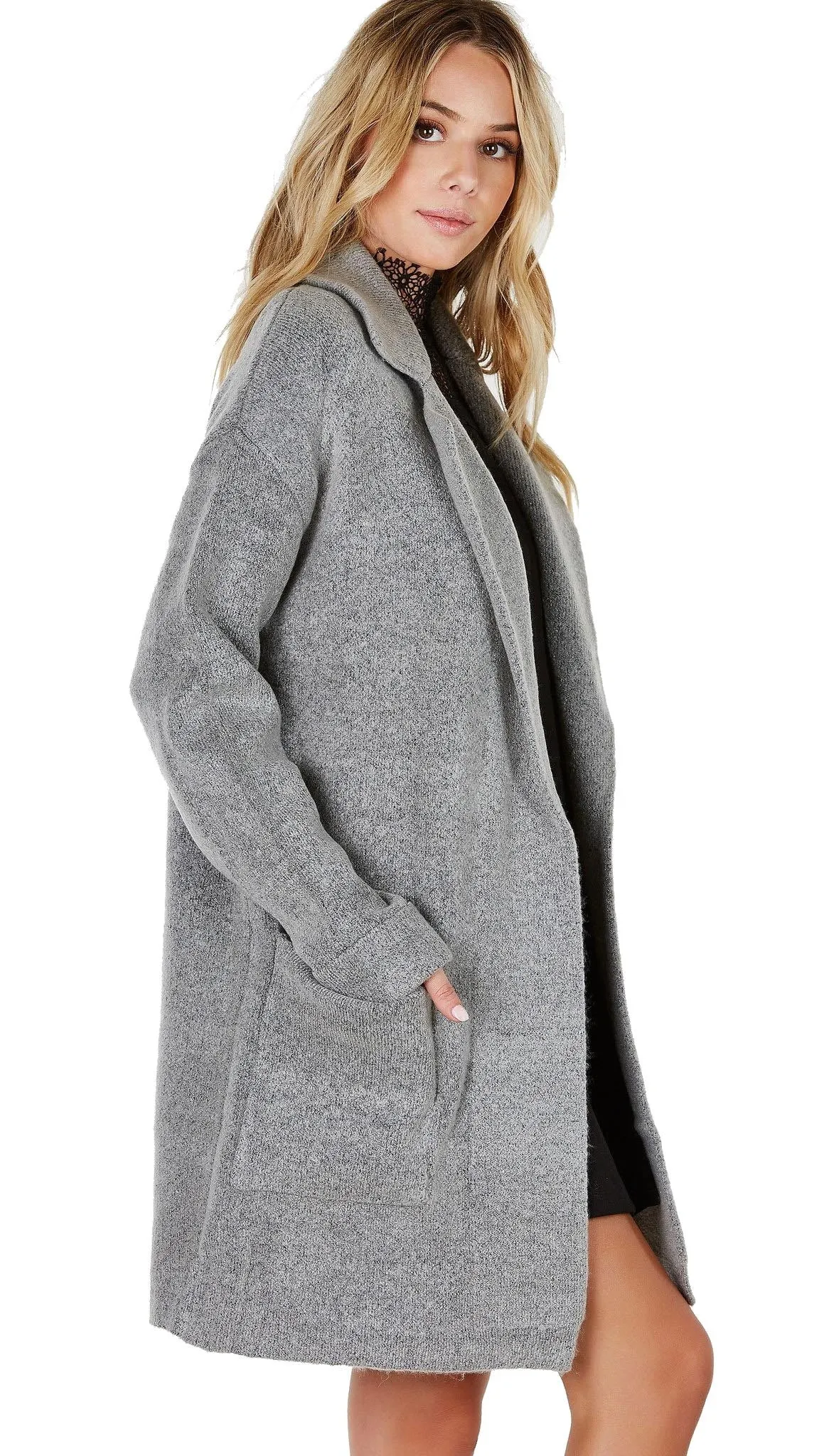 Lush Open Blazer Cardigan Sweater Jacket Grey