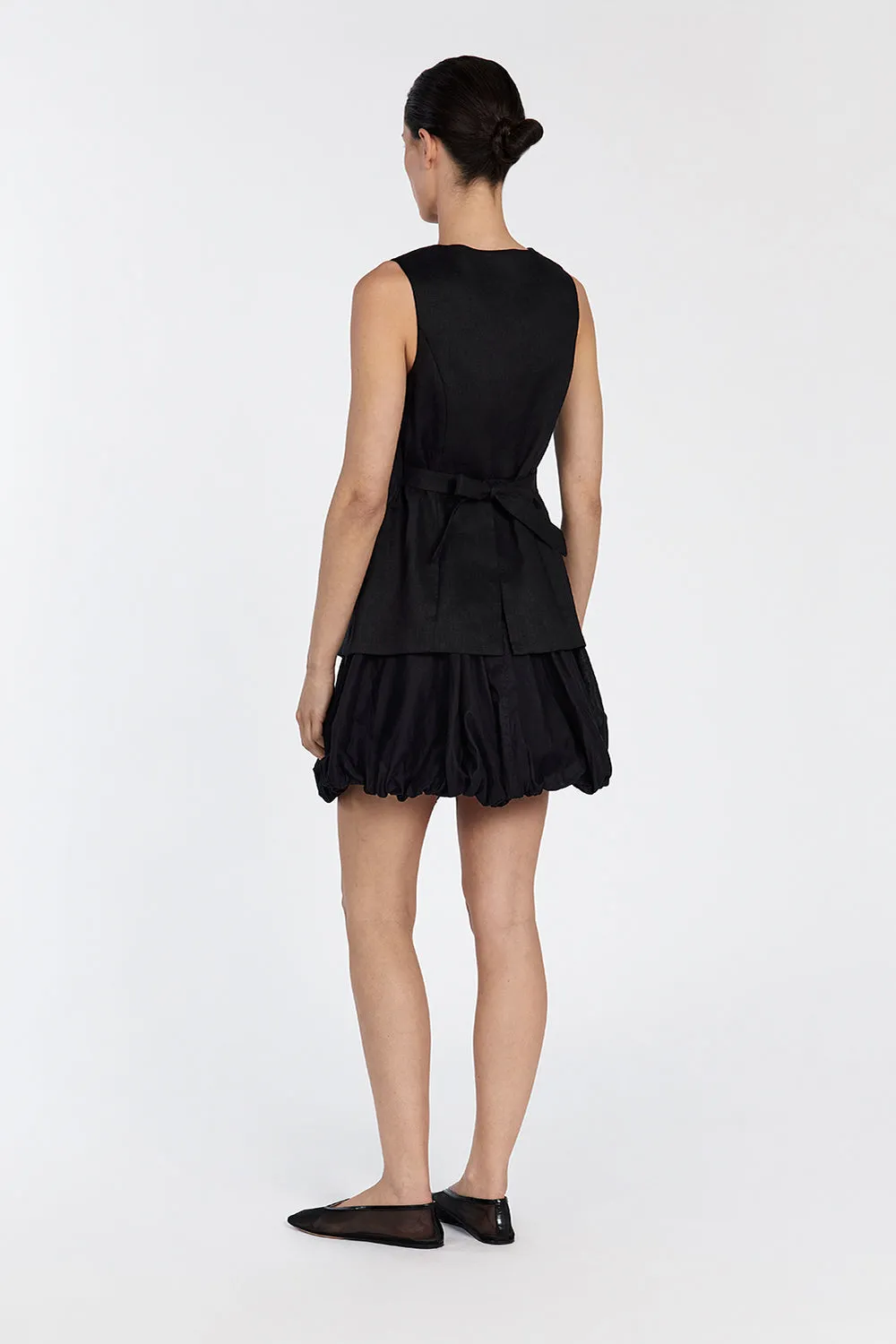 MARIA BLACK LINEN MINI SKIRT