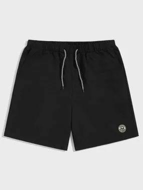 Men Patched Detail Drawstring Waist Athletic Shorts