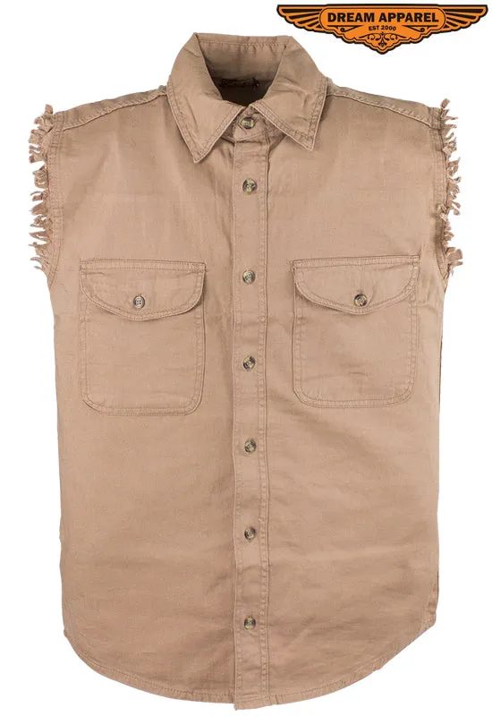 Mens Denim Beige Sleeveless