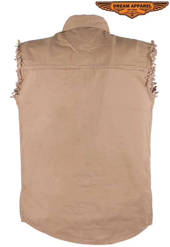 Mens Denim Beige Sleeveless