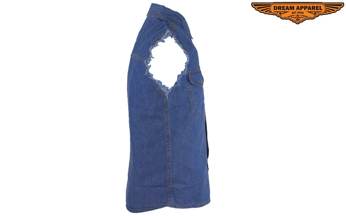 Mens Denim Blue Sleeveless