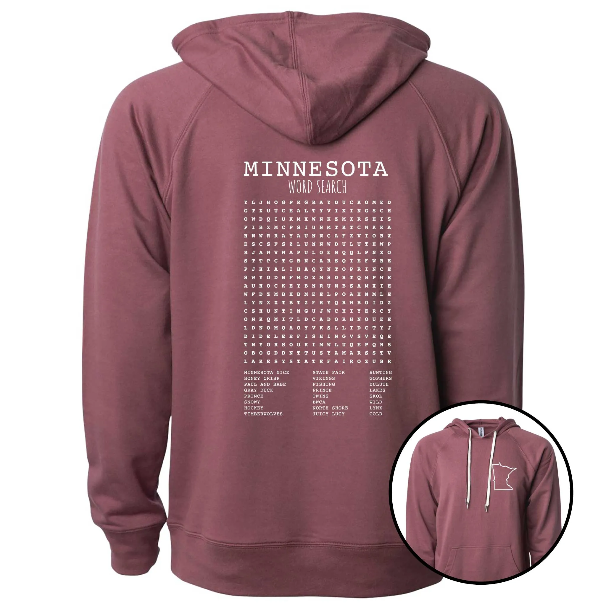 Minnesota Word Search Lightweight Hoodie