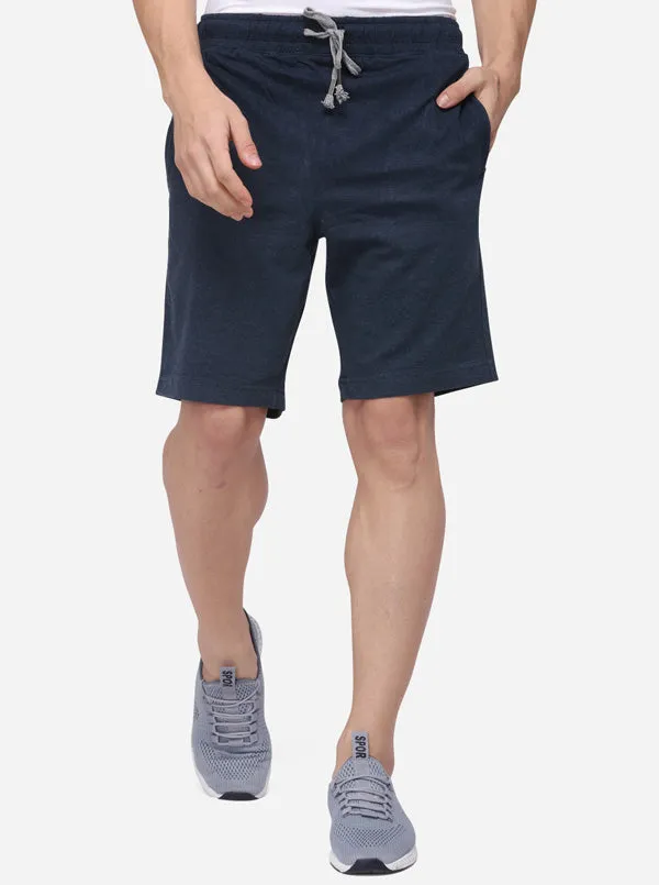 Navy Blue Regular Fit Solid Shorts | JadeBlue