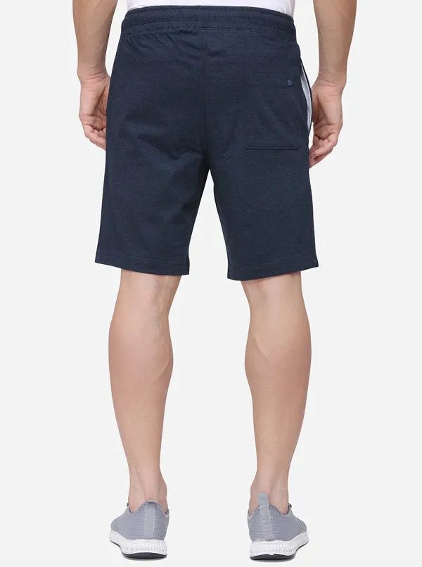 Navy Blue Regular Fit Solid Shorts | JadeBlue