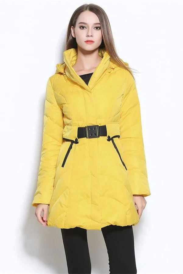 Newest Yellow Winter Women's Comfy Thickening Coat Long Down Jacket D10