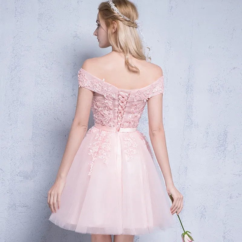 Off Shoulder Embellished Tulle Homecoming Dress