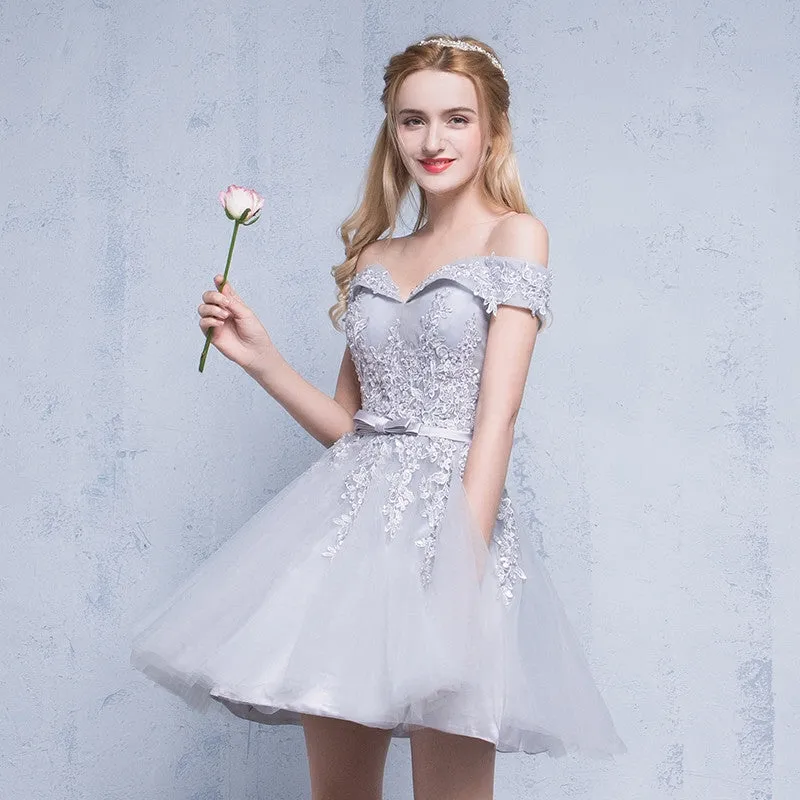 Off Shoulder Embellished Tulle Homecoming Dress