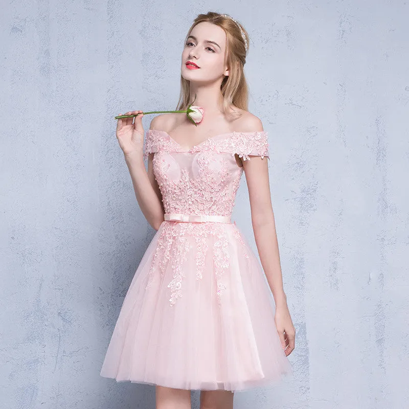 Off Shoulder Embellished Tulle Homecoming Dress