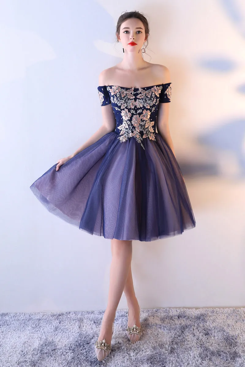 Off Shoulder Midnight Homecoming Dress