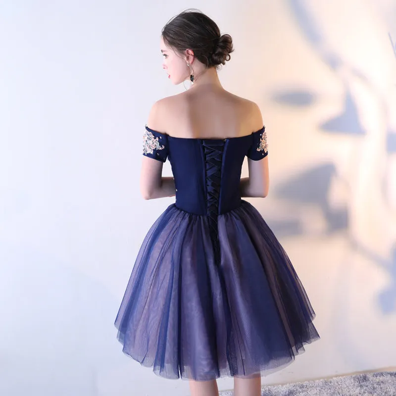 Off Shoulder Midnight Homecoming Dress