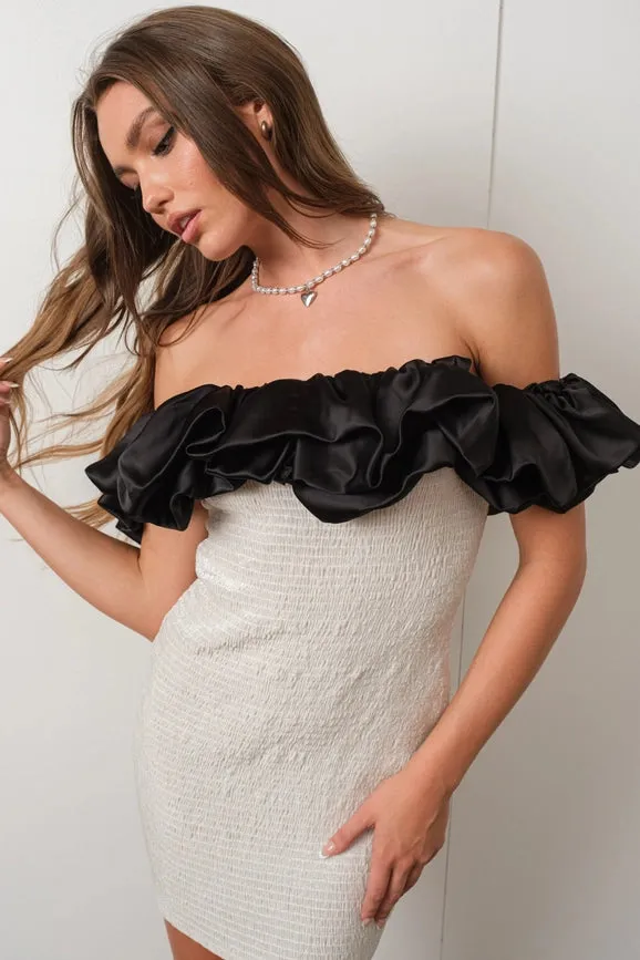 Off Shoulder Smocked Mini Dress