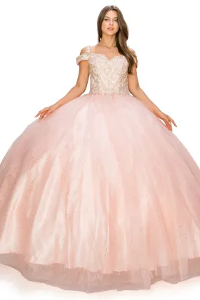 Off the Shoulder Lace Quinceanera Dress by Cinderella Couture USA AS8028J_BLUSH