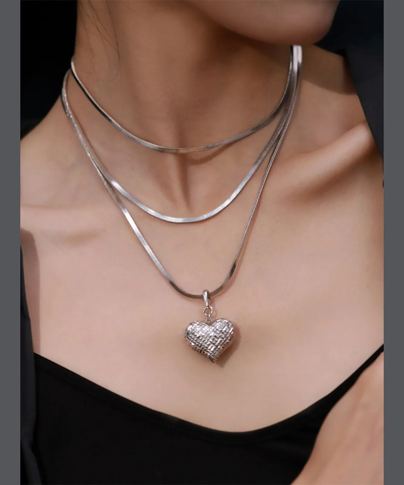 Original Design Sterling Silver Layered Necklace PO068