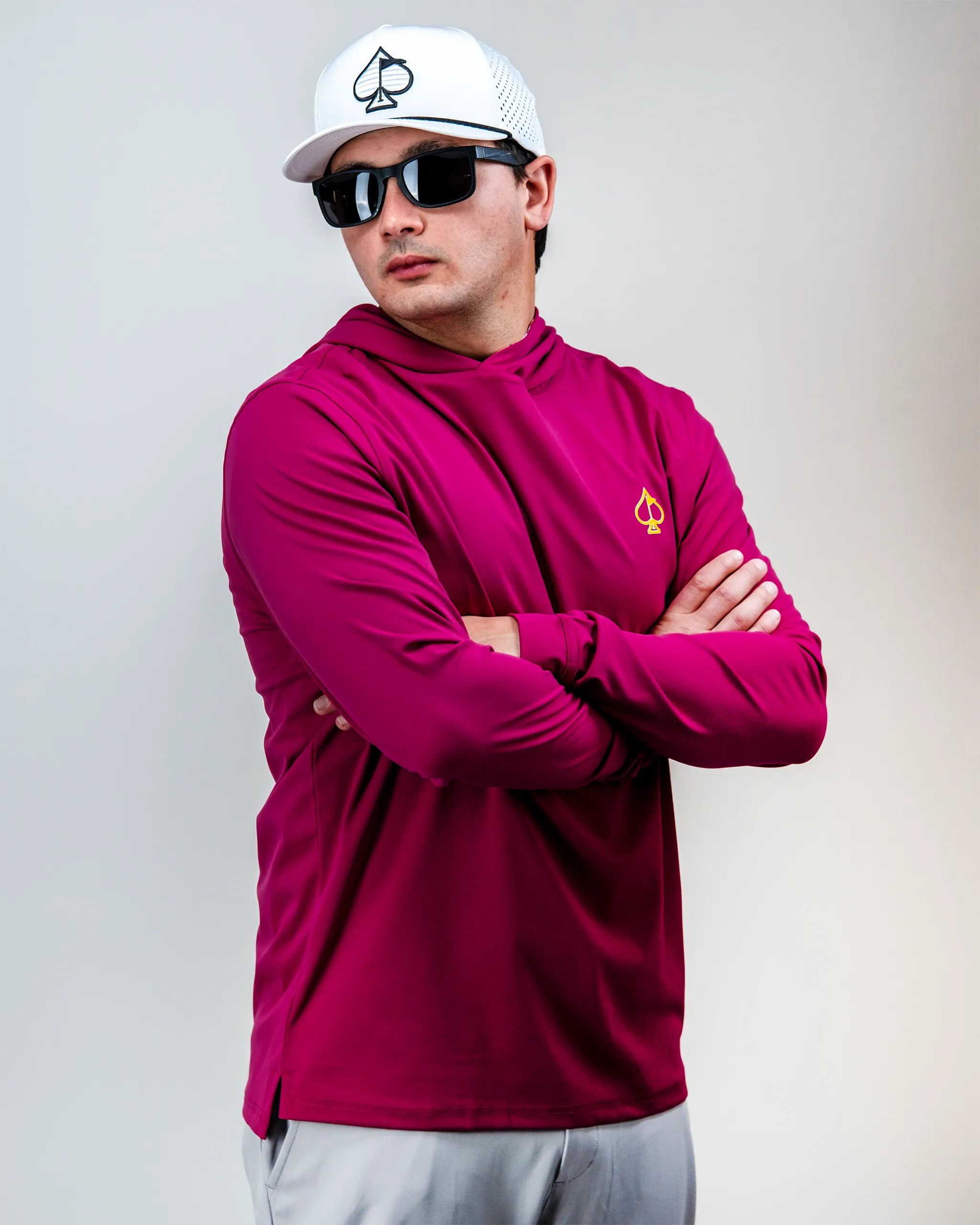 Performance Golf Hoodie - Dark Fuchsia Splatter