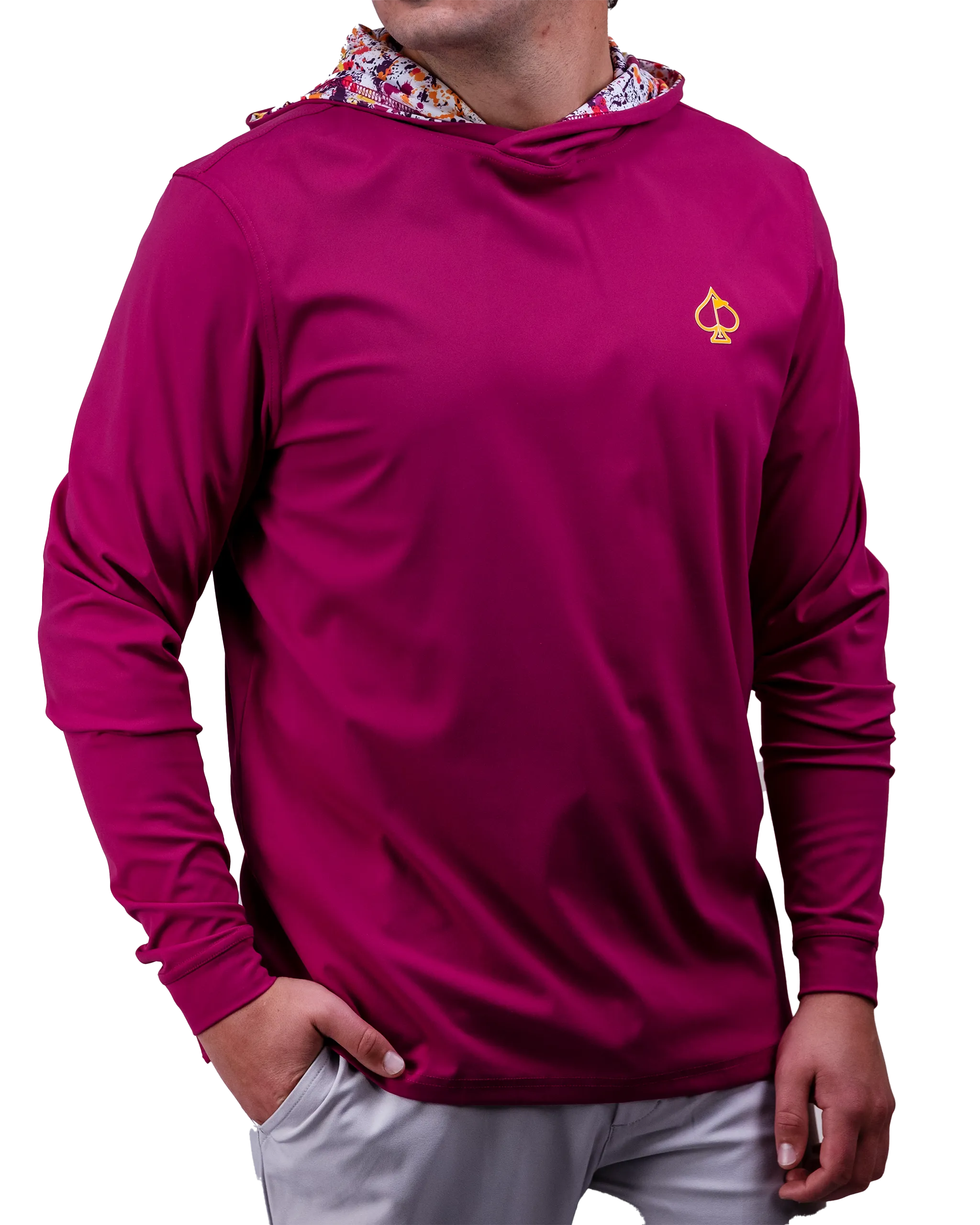 Performance Golf Hoodie - Dark Fuchsia Splatter