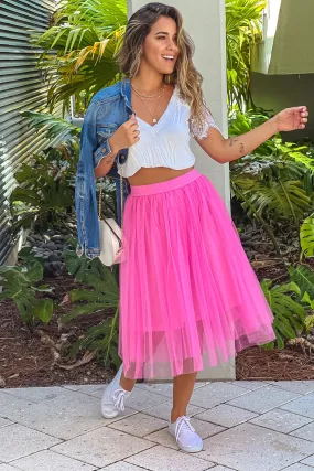 Pink Bubble Gum Mesh Skirt